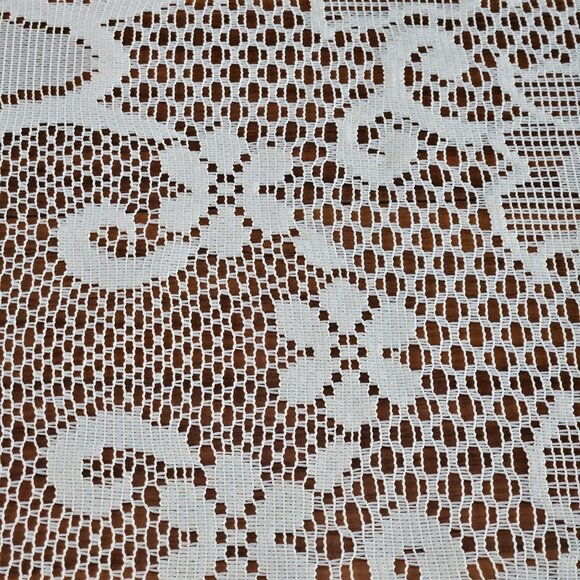 Vintage Cream Floral Lace Tablecloth Rectangle 60 X 96 Cottagecore Open Work - Picture 5 of 8